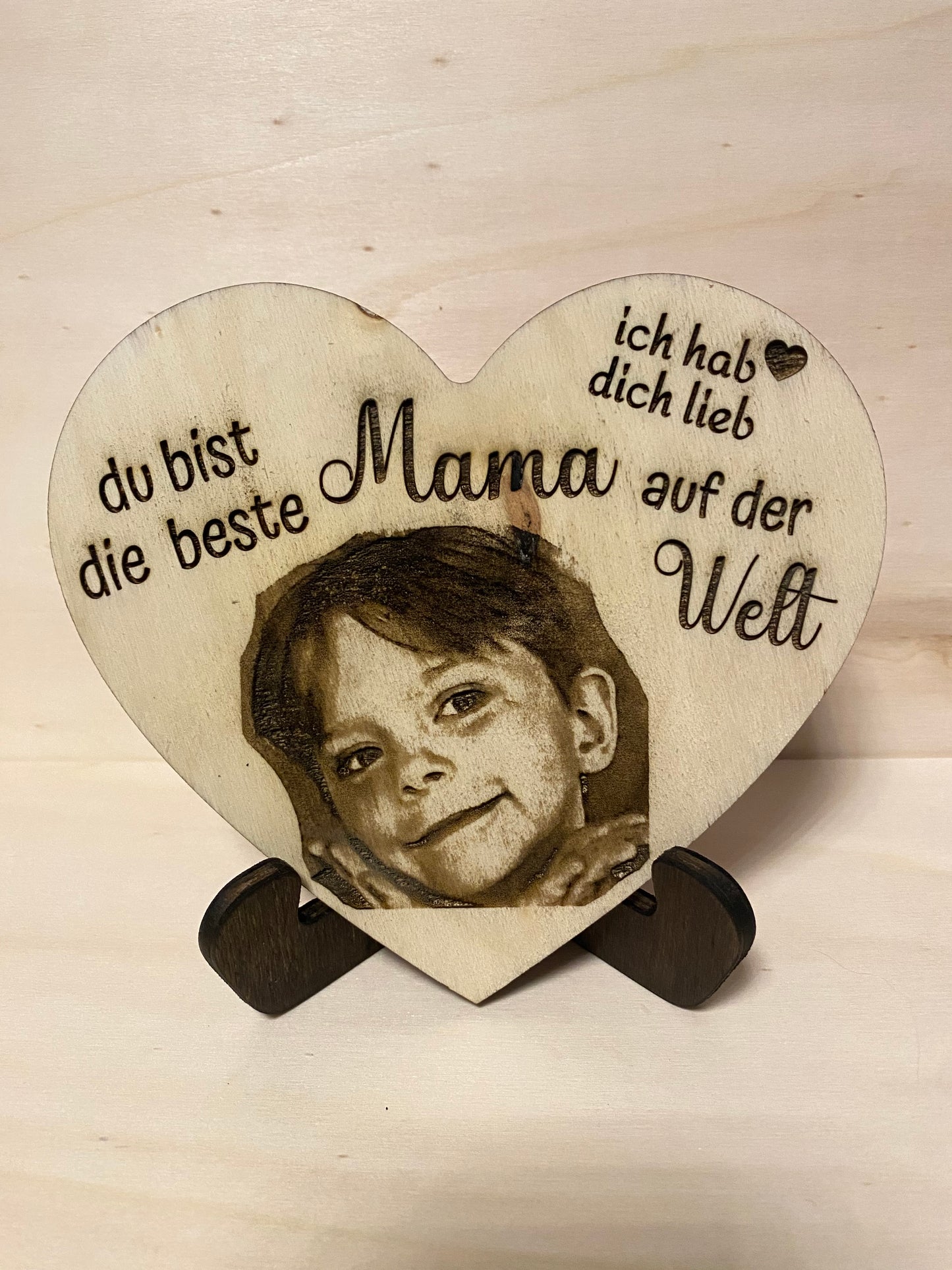 Herz Schiefer / Holz mit Foto / Text